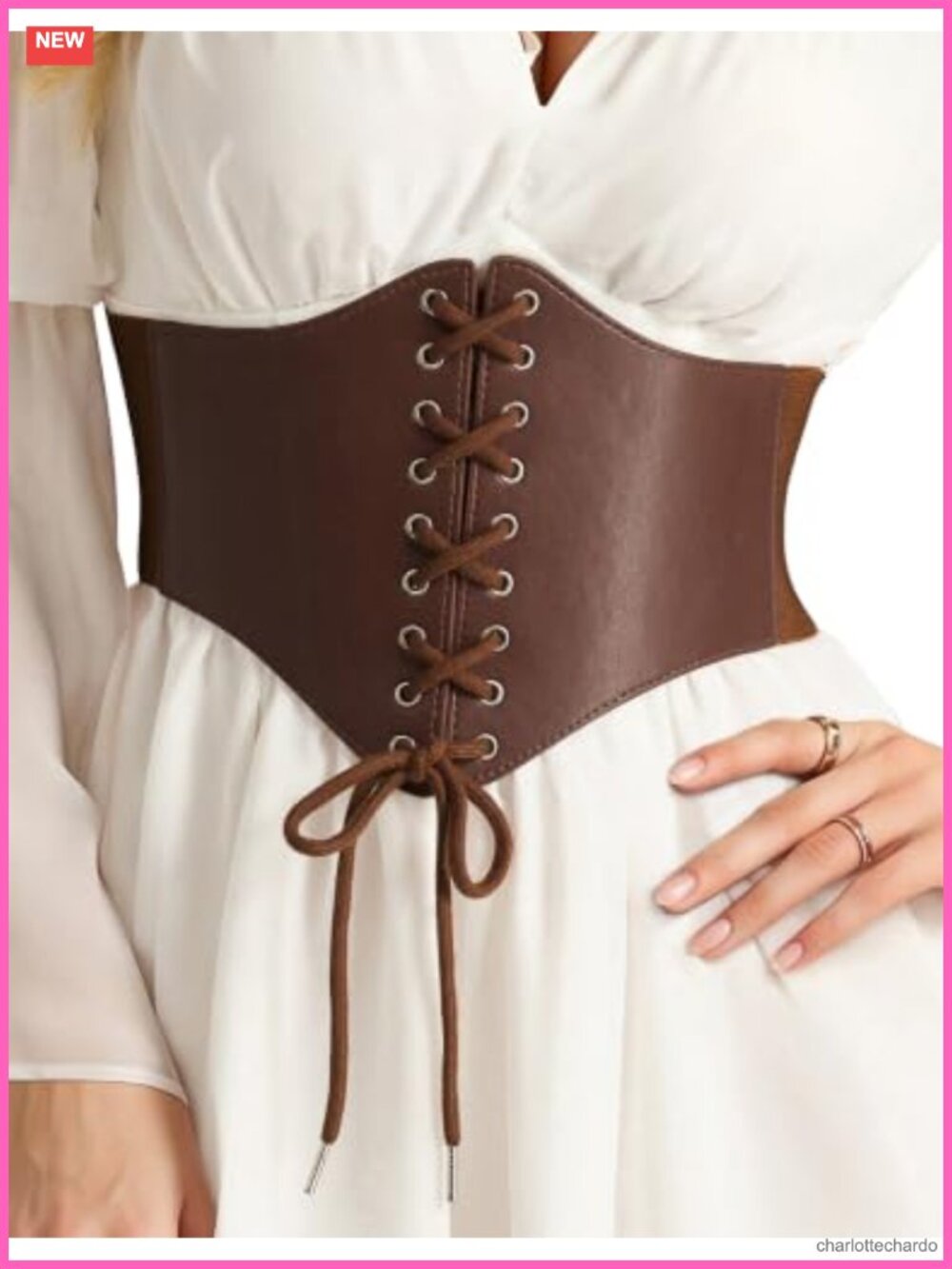 Vintage Renaissance Pirate Corset Belt Women Lace-Up Faux Leather Waist Cincher